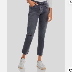 Citizens of humanity faded black Jolene slim straight jeans secret wash size 24